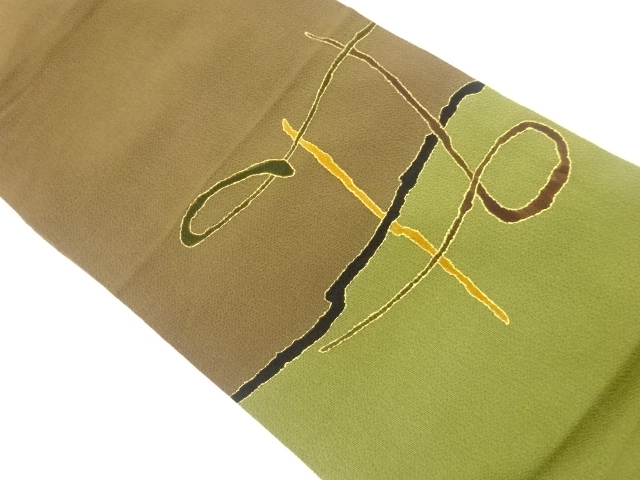 JAPANESE NAGOYA OBI / CHIRIMEN / KINSAI / WOVEN ABSTRACT COAD PATTERN